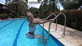 lola bunny ashley rose teases small tits by the pool outdoors slowmo
