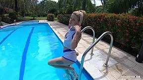 lola bunny ashley rose teases small tits by the pool outdoors slowmo