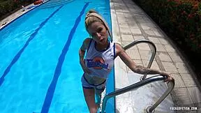 lola bunny ashley rose teases small tits by the pool outdoors slowmo