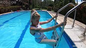 lola bunny ashley rose teases small tits by the pool outdoors slowmo