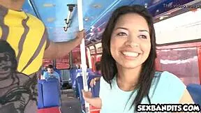 Adorable colombian latina teen with round ass and gorgeous face takes deep doggystyle pounding