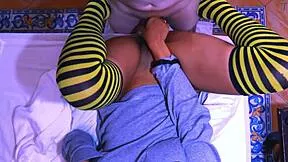 shy latina teen orgasms tight on cock at party while partners distract