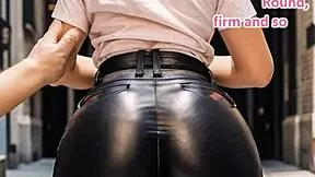 Wanna join blonde teen's street leather suck fantasy with cougar cumshot?