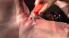 hey blonde slave, rough bdsm pounding ends in kinky cum swallow