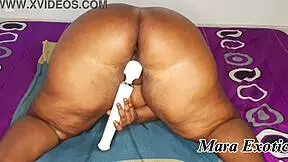 damn, fat ass ebony mara exotic squirts hard double toying her holes 😩💦🖤