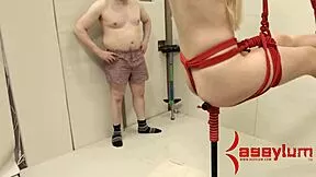 bound petite teen slut takes rough anal and bdsm toys