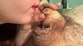 World's tiniest penis spurts first massive cumshot load right on brunette's eager face closeup
