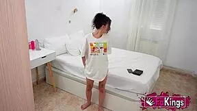 Tight spanish teen Massy Sweet seduces flatmate panty sniff ride