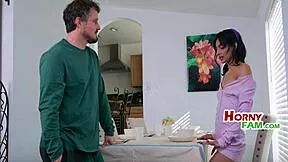 Petite teens fight over rich stepdad's throbbing cock in taboo family throne competition