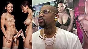 watch beautiful trans ginger self-suck her huge cock and cum hands-free on her face while big breasted transgirls explode pov
