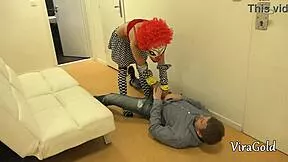 clown prank turns into pussy fuck and hot cumshot deepthroat surprise?