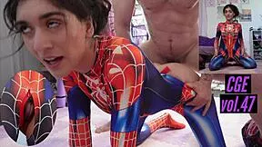 petite latina aubry babcock in spiderman cosplay gives complete gf experience with deepthroat cowgirl ride and tight pussy squeeze