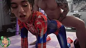 petite latina aubry babcock in spiderman cosplay gives complete gf experience with deepthroat cowgirl ride and tight pussy squeeze