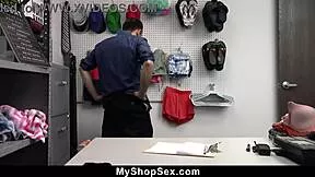 Scarlett Mae caught shoplifting gets bent over fucked hard by security in shop