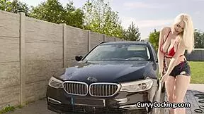 my soapy car wash babe gets rewarded with massive titty fuck