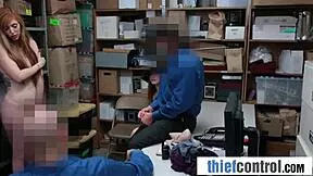 Redhead MILF and Stepdaughter Caught Stealing Fucked Doggystyle in Shop