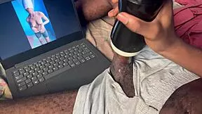 watching gf video while using my pussy toy
