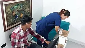 office latina big tits babe seduces coworker for secret creampie romp