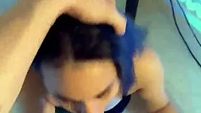 that asian milf slurps cock sloppy before riding for creampie facial