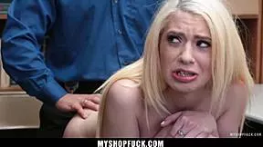 Stepdad watches LP officer fuck stepdaughter bent over doggystyle in shop!