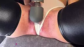 my pussy exploded squirting from huge vibrator on swollen clit