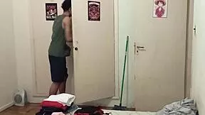 Skinny Tall Neighbor with Small Waist Gets Chubby Friend's Huge Cock Surprise