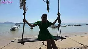 i love feeling that remote vibrator buzz in my panties while walking the beach in my dress