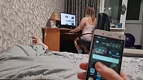 stepmom catches me jerking huge cock at computer sucks it hard and takes cumshot!