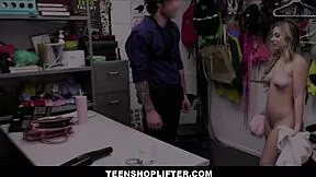 Big ass teen shoplifter Aria Banks fucks guard Billy Boston after caught with dildo
