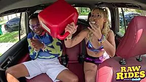 wanna see blonde raver suck and ride bbc in uber?