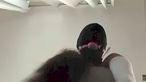 Milf bound to chair moans through 42 minutes of rough doggy mouth and pussy pounding