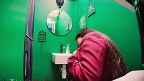 Wet Lingerie Student Deepthroats Huge Cock At Gloryhole Swallows Cum