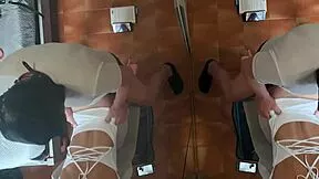 Milf bound to chair moans through 42 minutes of rough doggy mouth and pussy pounding