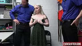 Haley Spades the petite blonde pornstar gets caught masturbating then fucked doggystyle by monster cock