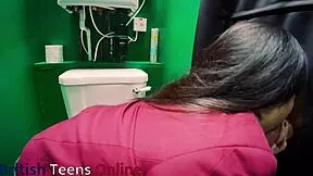 Wet Lingerie Student Deepthroats Huge Cock At Gloryhole Swallows Cum