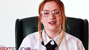 office secretary slut flashes tits demands you cheat fuck her now!!