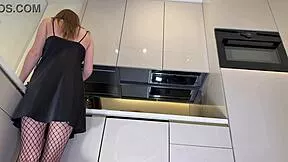 god my long legs in fishnets and satin nightie tease you so much in kitchen 😏