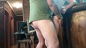 this hot petite blonde babe gets stood up and fucked hard by older guy wet shaved pussy