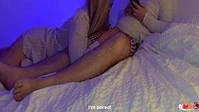 Stepmom deepthroats stepson's cock while he talks on phone in taboo close-up face fuck with cum swallow