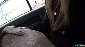 Asian teen with big clit and nipples sucks cock deep in backseat before tight pussy ride