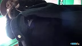 Asian teen with big clit and nipples sucks cock deep in backseat before tight pussy ride