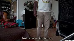 damn this french big ass caregiver gets roughly double penetrated at home... oops during shift