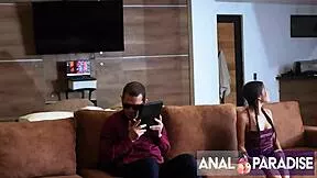 i snuck and fucked the sexy petite maid's tight ass 😈 behind blind stepdad's back