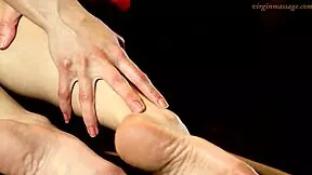 cute petite brunette vika's hairy virgin pussy gets oiled massage to first orgasm