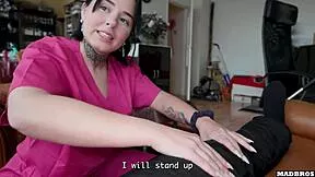 damn this french big ass caregiver gets roughly double penetrated at home... oops during shift
