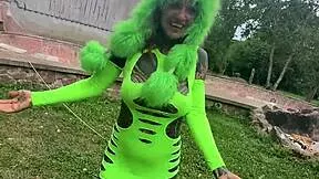 Adorable Inked German Goth Petite Rides Massive Dildo In Cute Punk Outfit Tattoo Skinny Toys Backstage