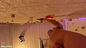 Misssvikki does casual DICK SUCKING in her SHEER see-through top next door