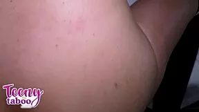 Tattooed Petite Stepsdaughter Pigtails Bent Over for Stepdad's Doggystyle Creampie Discipline