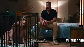 lock her in the cage and watch the sex beast emerge with ffm interracial action