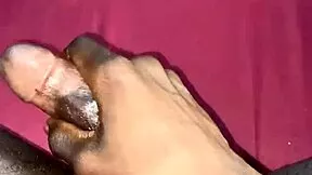 Thug teen 18+ jerks huge black monster cock close-up in full oiled bedroom video